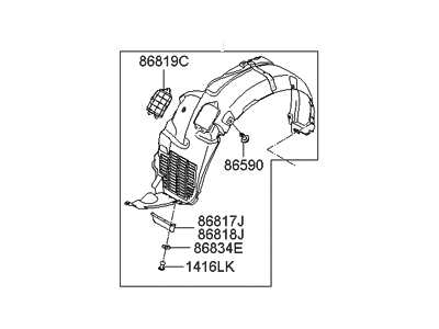 Hyundai 86811-3L000 Front Wheel Guard Assembly,Left