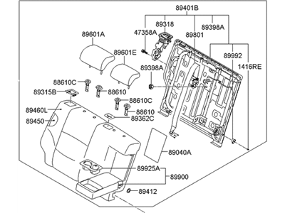 Hyundai 89400-2L300-JBN Back Assembly-Rear Seat RH