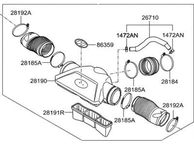 Hyundai 28130-B1120 Hose Assembly-Air Intake