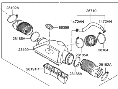 2014 Hyundai Genesis Air Intake Coupling - 28130-B1100