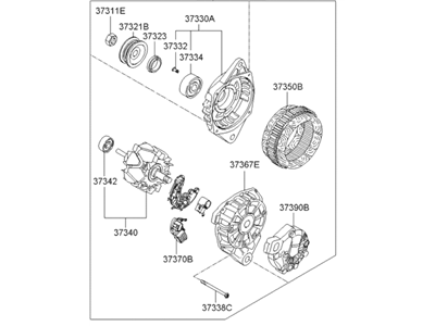 2009 Hyundai Elantra Alternator - 37300-23700