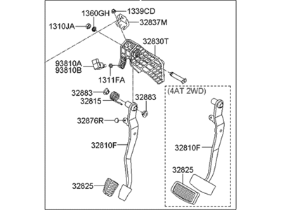 2008 Hyundai Elantra Touring Brake Pedal - 32800-1H200