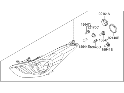 Hyundai 92101-3X050 Headlamp Assembly, Left