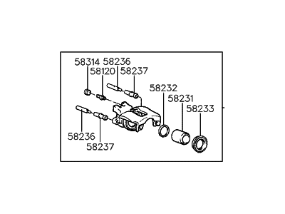Hyundai 58281-33A00 Caliper Kit-Rear Brake,RH