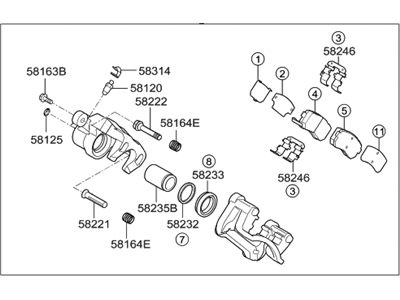 Hyundai 58230-2L310 Brake Assembly-Rear Wheel,RH