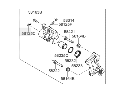 Hyundai 58311-D3A00 Caliper Kit-Rear Brake,RH