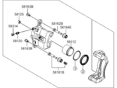 Hyundai 58190-1GA01 CALIPER Kit-Front Brake,RH