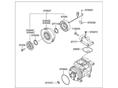 2009 Hyundai Tucson A/C Compressor - 97701-2E350