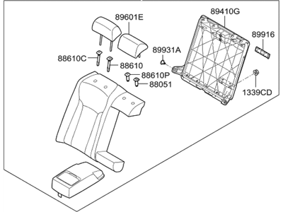 Hyundai 89400-3VIH0-XBC Back Assembly-Rear Seat RH