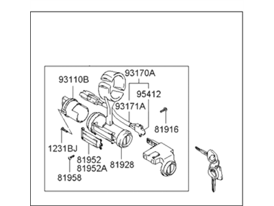 2000 Hyundai Elantra Ignition Lock Cylinder - 81900-2DA20