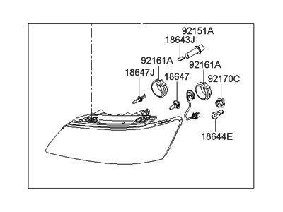 Hyundai 92102-0A500 Passenger Side Headlight Assembly Composite