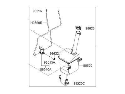 Hyundai 98610-4D500 Reservoir & Pump Assembly-Washer