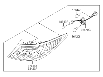 2017 Hyundai Accent Tail Light - 92401-1R210