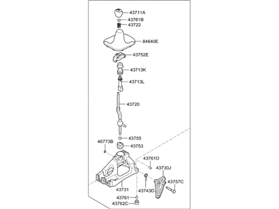 Hyundai 43700-2S300-9P Lever Complete-Gear Shift