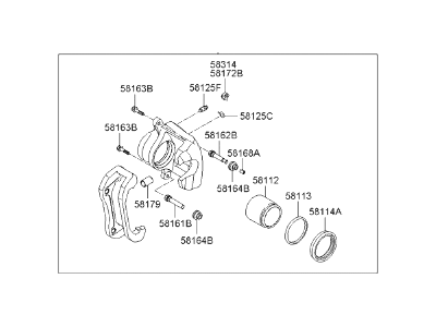 Hyundai 58180-3NA01 CALIPER Kit-Front Brake,LH