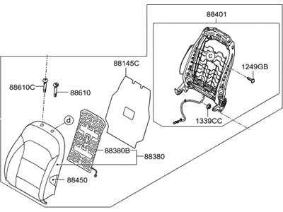 Hyundai 88400-F2500-XGH Back Assembly-Front Seat,RH