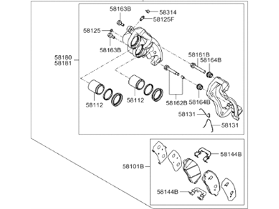 Hyundai 58130-4Z700 Brake Assembly-Front,RH