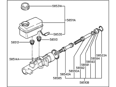 1992 Hyundai Sonata Brake Master Cylinder Reservoir - 58510-33201