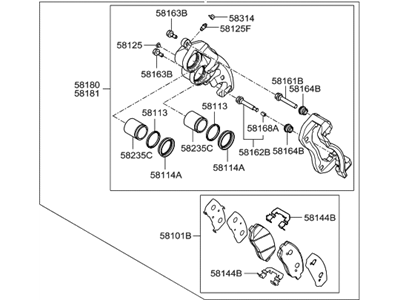 2013 Hyundai Santa Fe Brake Caliper - 58130-2W010