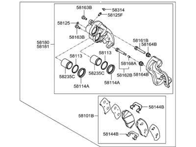 2013 Hyundai Santa Fe Brake Caliper - 58110-2W010