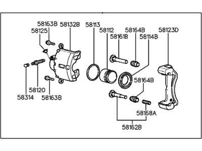 1994 Hyundai Elantra Brake Caliper - 58181-28B00