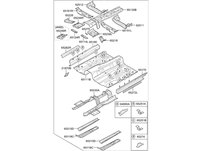 2019 Hyundai Genesis G80 Floor Pan - 65100-B1000