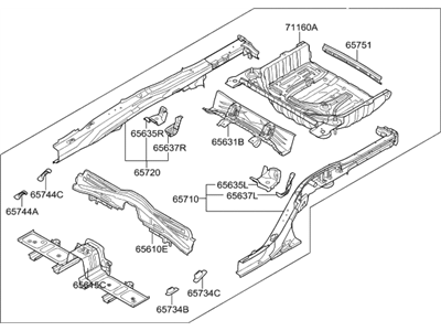 Hyundai 65700-B1100 Member Assembly-Rear Floor Under