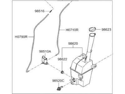Hyundai 98610-2W000 Reservoir & Pump Assembly-Washer
