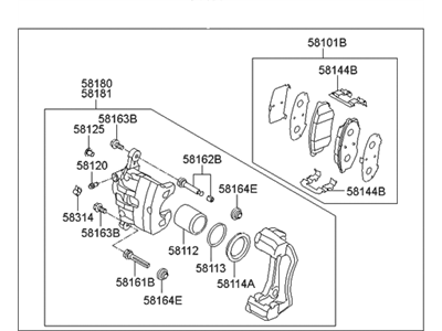Hyundai 58130-4W100 Brake Assembly-Front,RH