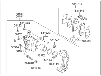 Hyundai 58110-4W100 Brake Assembly-Front,LH