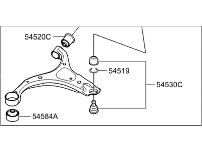 Hyundai 54501-1U000 Arm Complete-Front Lower,RH