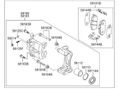 2013 Hyundai Accent Brake Caliper - 58110-1R000