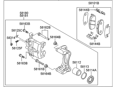 2011 Hyundai Accent Brake Caliper - 58130-1R000