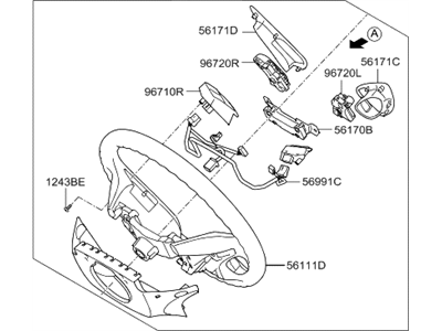 Hyundai 56110-4R380-RAS Steering Wheel Assembly