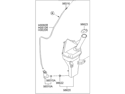 Hyundai 98610-3X000 Reservoir & Pump Assembly-Washer