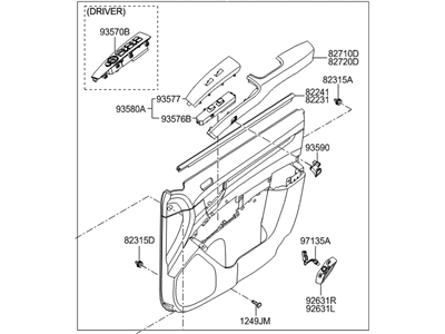 Hyundai 82301-0W020-1T Panel Complete-Front Door Trim LH