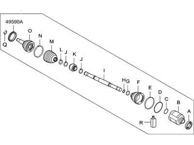 2010 Hyundai Veracruz Axle Shaft - 49500-3J100