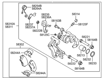 Hyundai 58300-1R300 Disc Brake Assembly-Rear,LH