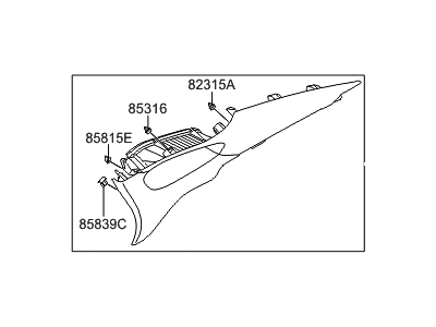 Hyundai 85860-3V000-RY Trim Assembly-Rear Pillar RH