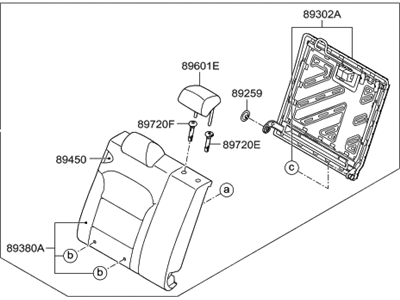 Hyundai 89400-F2500-XGK Back Assembly-Rear Seat RH