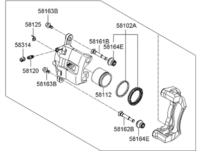 Hyundai 58190-1GA00 CALIPER Kit-Front Brake,RH