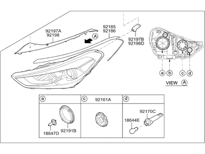 2012 Hyundai Genesis Coupe Headlight - 92104-2M560