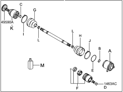 2005 Hyundai Santa Fe Axle Shaft - 49600-26200