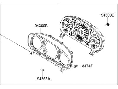 Hyundai 94001-3J230 Cluster Assembly-Instrument(Mph)