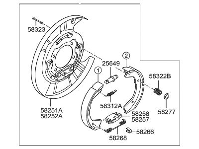 Rear Genuine Hyundai 58270-4D500 Parking Brake Assembly Right Rear Genuine Hyundai 58270-4D500 Parking Brake Assembly Right