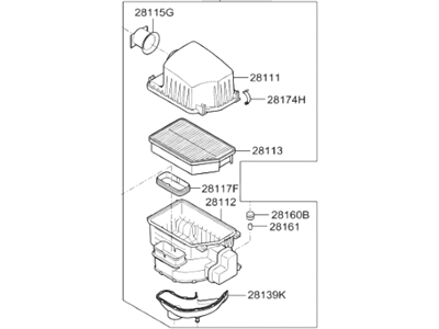 2009 Hyundai Tucson Air Filter Box - 28110-2S100