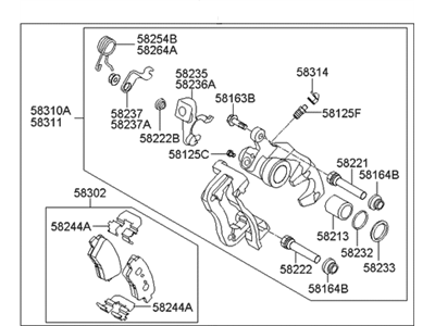 Hyundai 58400-1R300 Disc Brake Assembly-Rear,RH