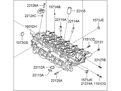 2006 Hyundai Tiburon Cylinder Head - 22100-23730