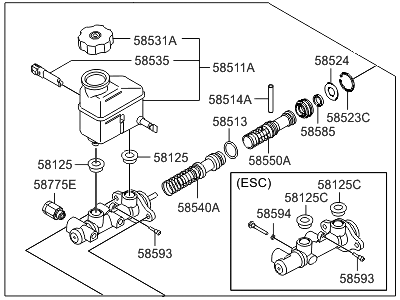 2012 Hyundai Elantra Touring Brake Master Cylinder - 58510-2L300