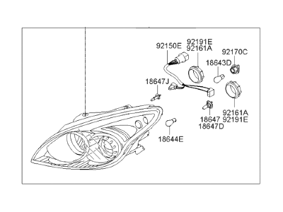 2010 Hyundai Elantra Touring Headlight - 92101-2L150